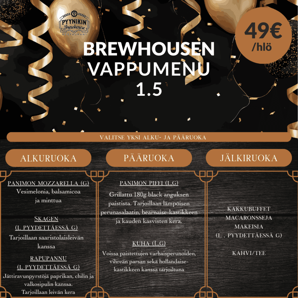 Brewhousen vappumenu